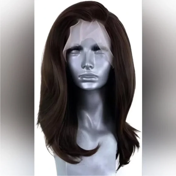 22” Dark Brown Natural Wavy Lace Front Wig NEW display picture 1